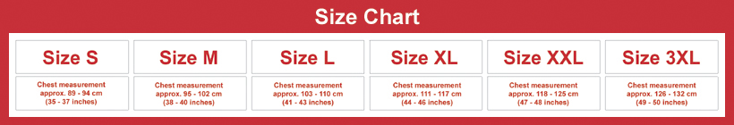 Size charts for shirts